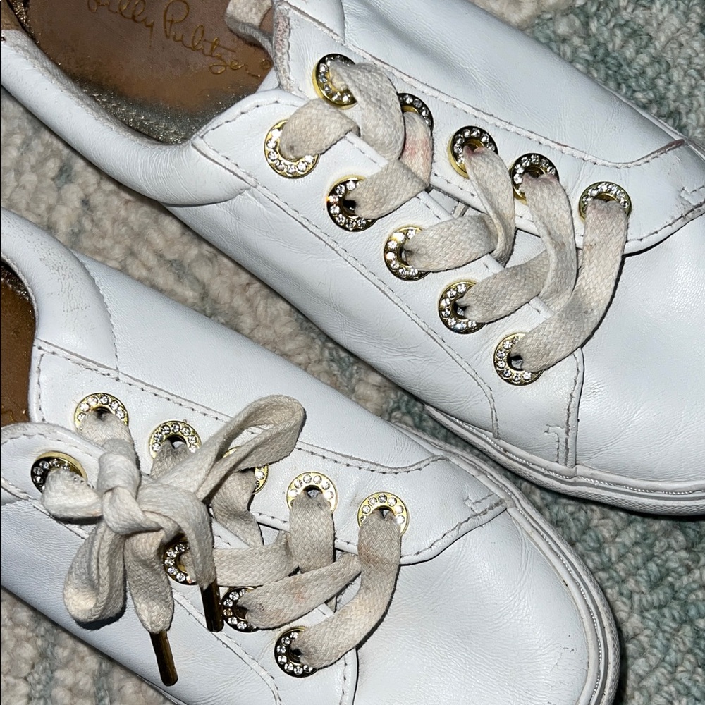 Lilly Pulitzer White Leather Women's Sneakers - Picture 3 of 6